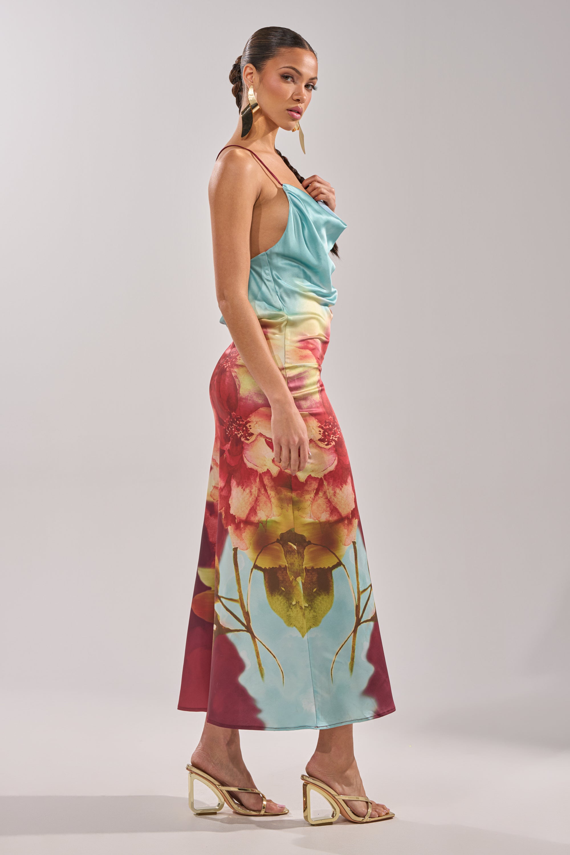 WORK OF ART SATIN MAXI DRESS