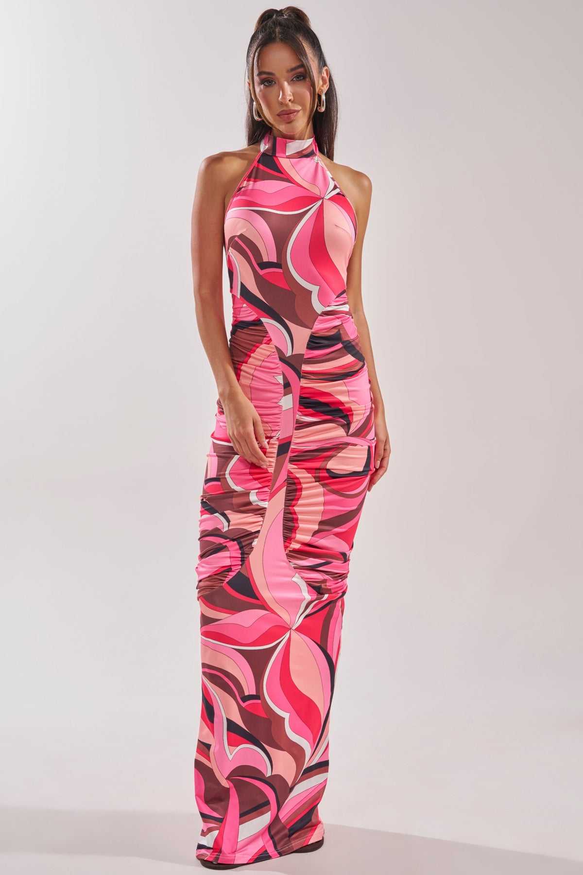 PERFECTLY EXTRA HIGH NECK PRINTED MAXI DRESS
