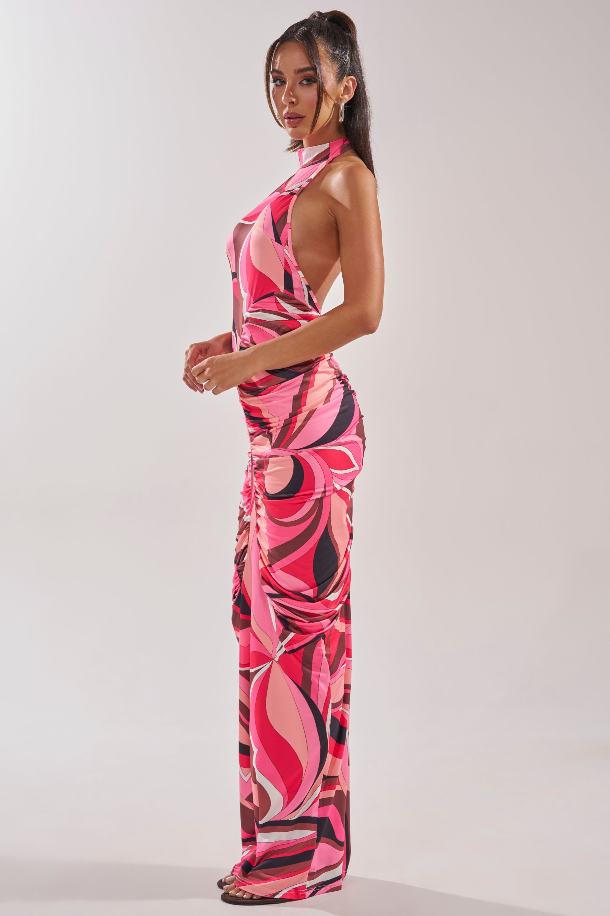 PERFECTLY EXTRA HIGH NECK PRINTED MAXI DRESS