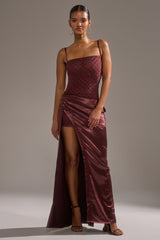 RUNAWAY SATIN MESH MAXI DRESS