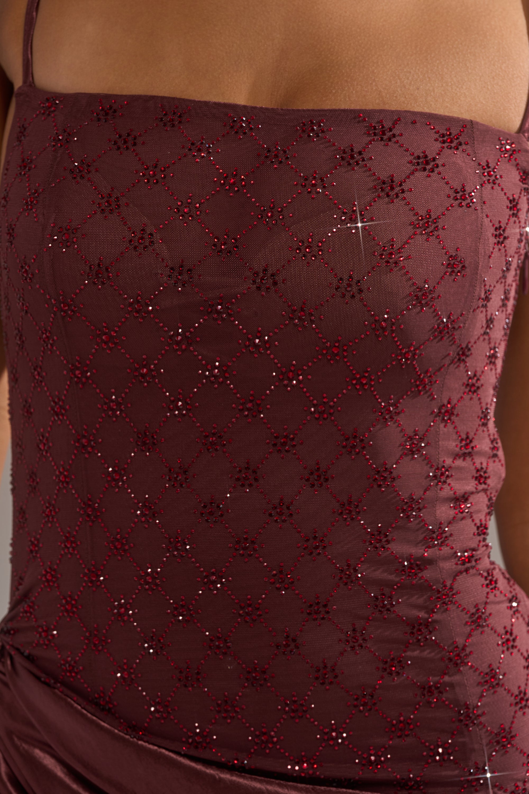 RUNAWAY SATIN MESH MAXI DRESS