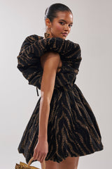WILD HEART BROCADE BUBBLE MINI DRESS