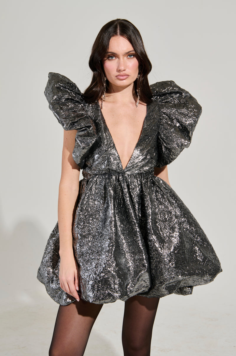 BELLE OF THE BALL METALLIC MINI DRESS