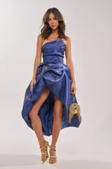 HEAD OVER HEELS HIGH-LOW DRESS IN BLUE