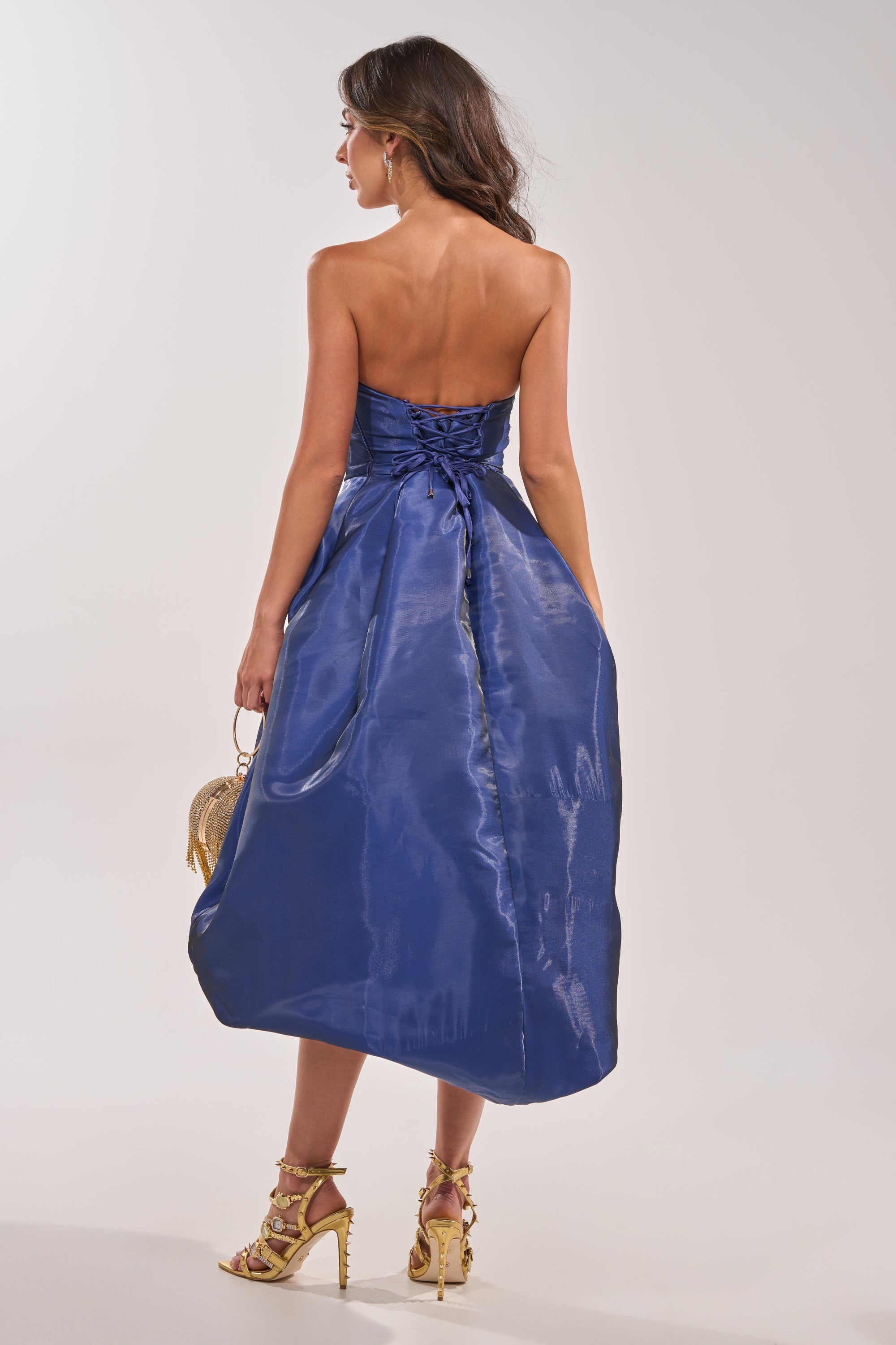 HEAD OVER HEELS HIGH-LOW DRESS IN BLUE