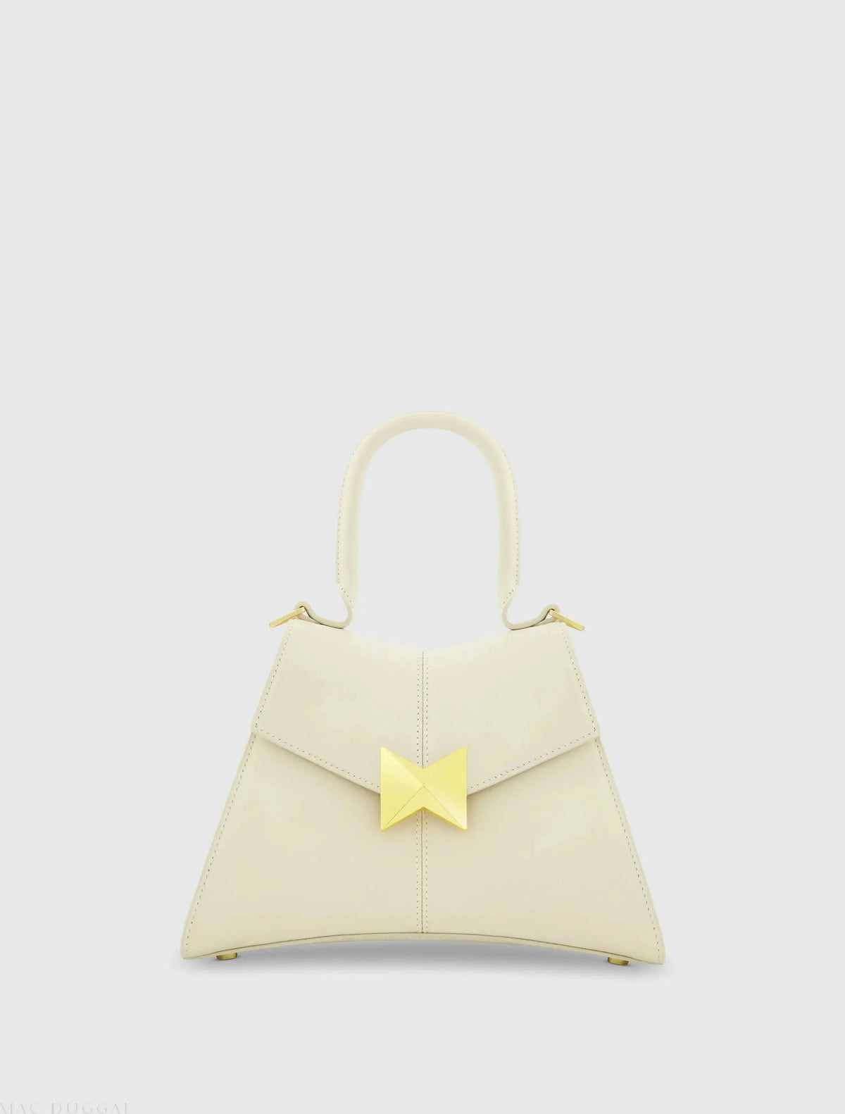 White Angular Small Leather Handbag With Gold Hardware - FINAL SALE