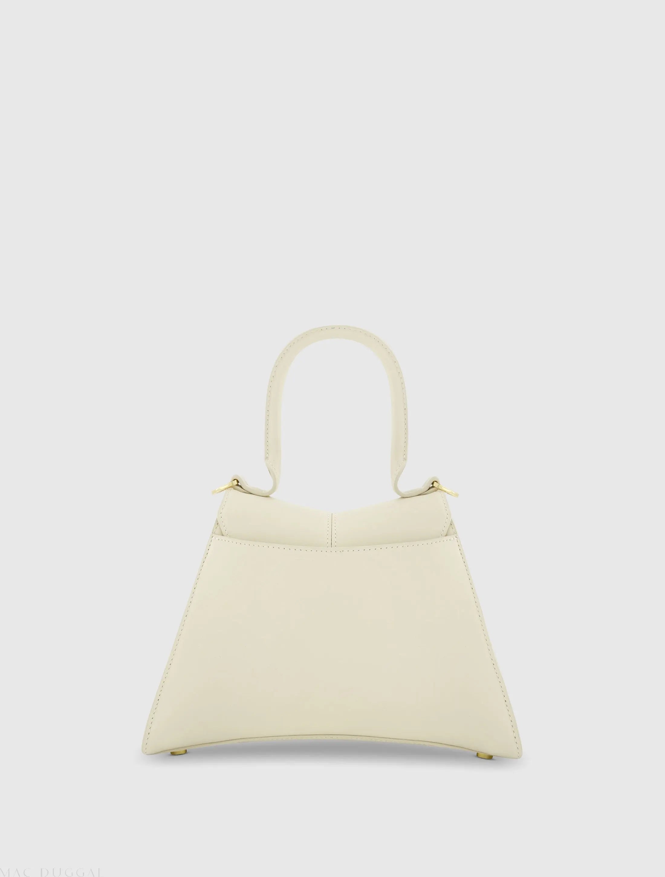 White Angular Small Leather Handbag With Gold Hardware - FINAL SALE