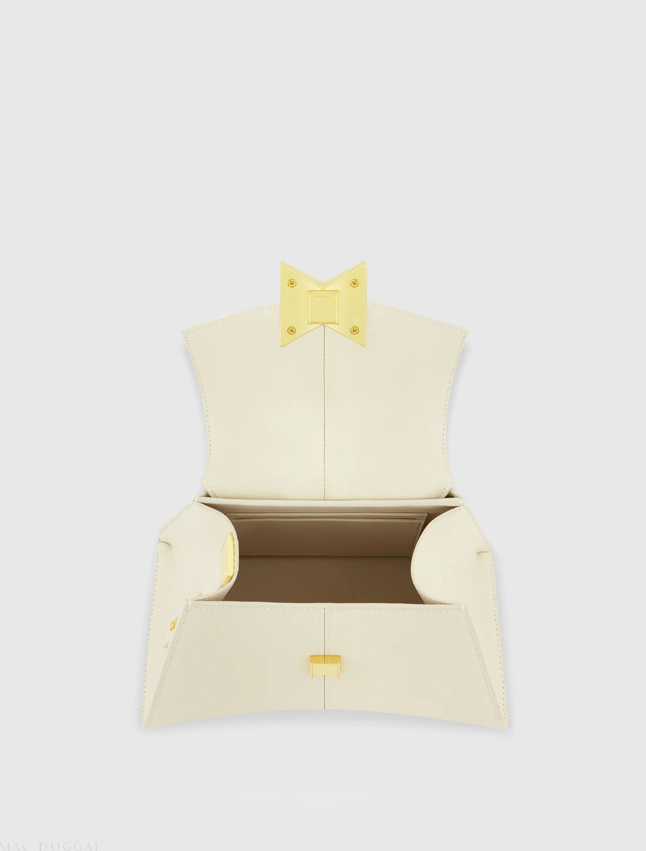 White Angular Small Leather Handbag With Gold Hardware - FINAL SALE