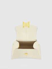 White Angular Small Leather Handbag With Gold Hardware - FINAL SALE