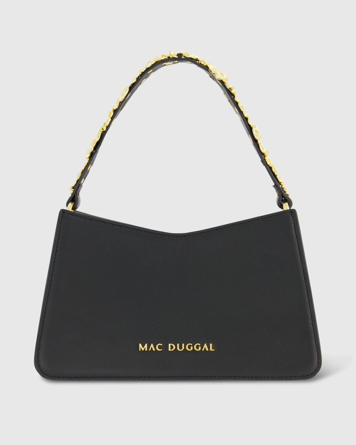 Gold Floral Small Black Nappa Leather Shoulder Bag - FINAL SALE