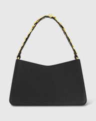 Gold Floral Small Black Nappa Leather Shoulder Bag - FINAL SALE