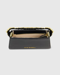 Gold Floral Small Black Nappa Leather Shoulder Bag - FINAL SALE
