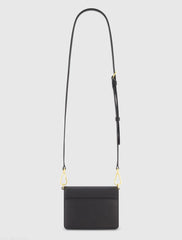 Black Mini Leather Tone On Tone Crossbody Bag