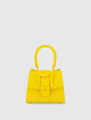 Buckled Mini Croco Leather Handbag with Detachable Strap