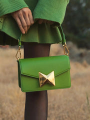 Green Mini Leather Shoulder Bag With Gold Hardware - FINAL SALE