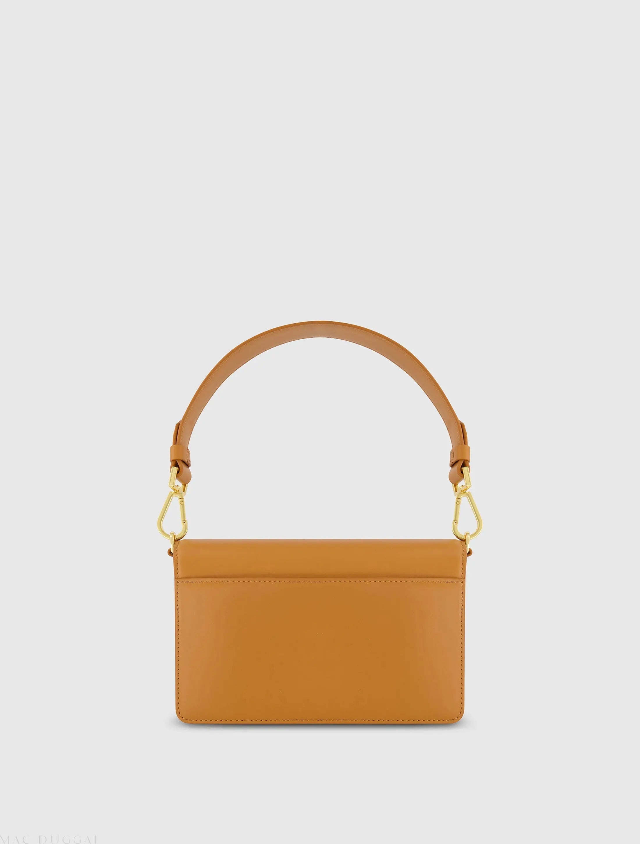 Brown Mini Leather Shoulder Handbag With Gold Hardware