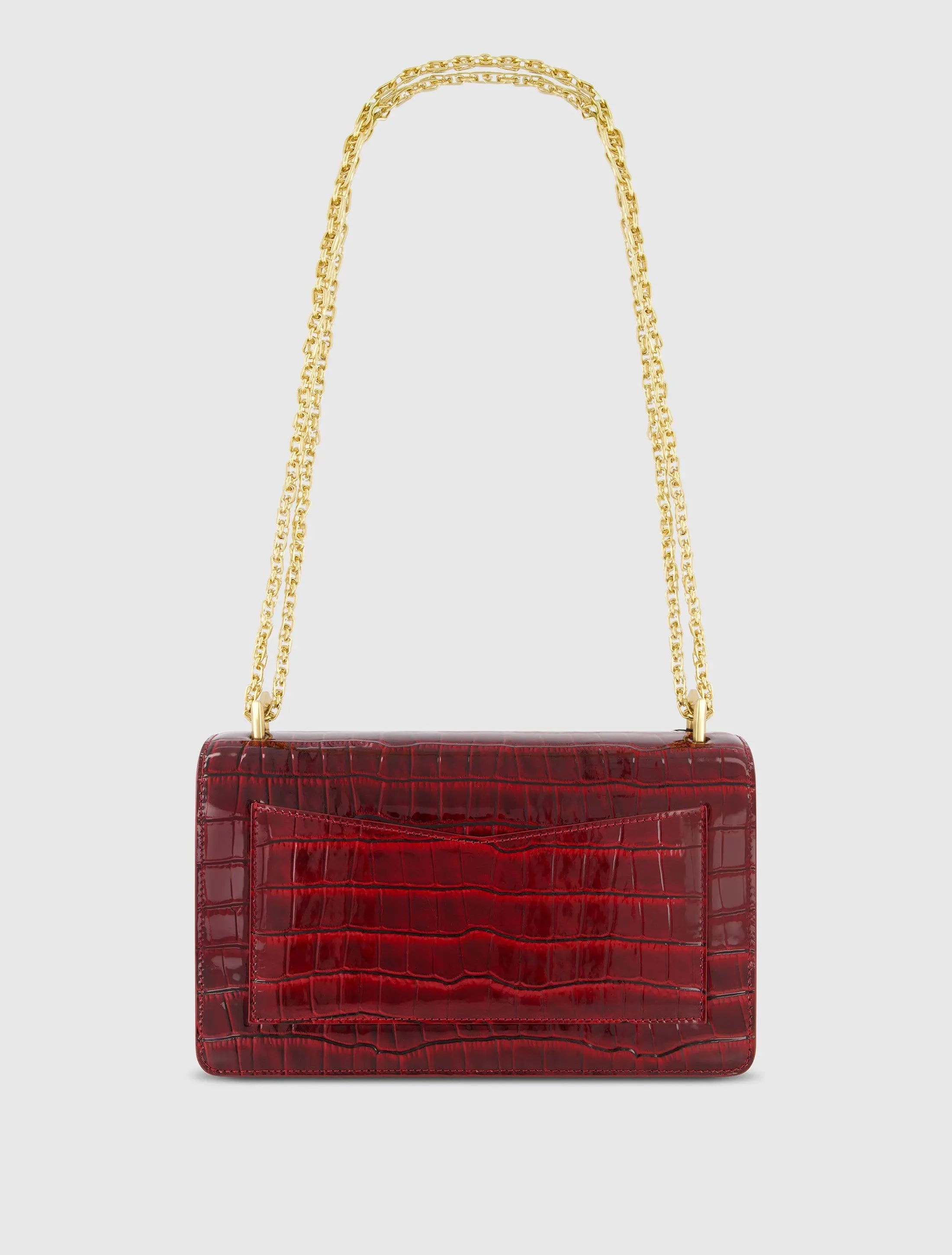 Red Crocodile Leather Shoulder Bag With Gold Hardware - FINAL SALE