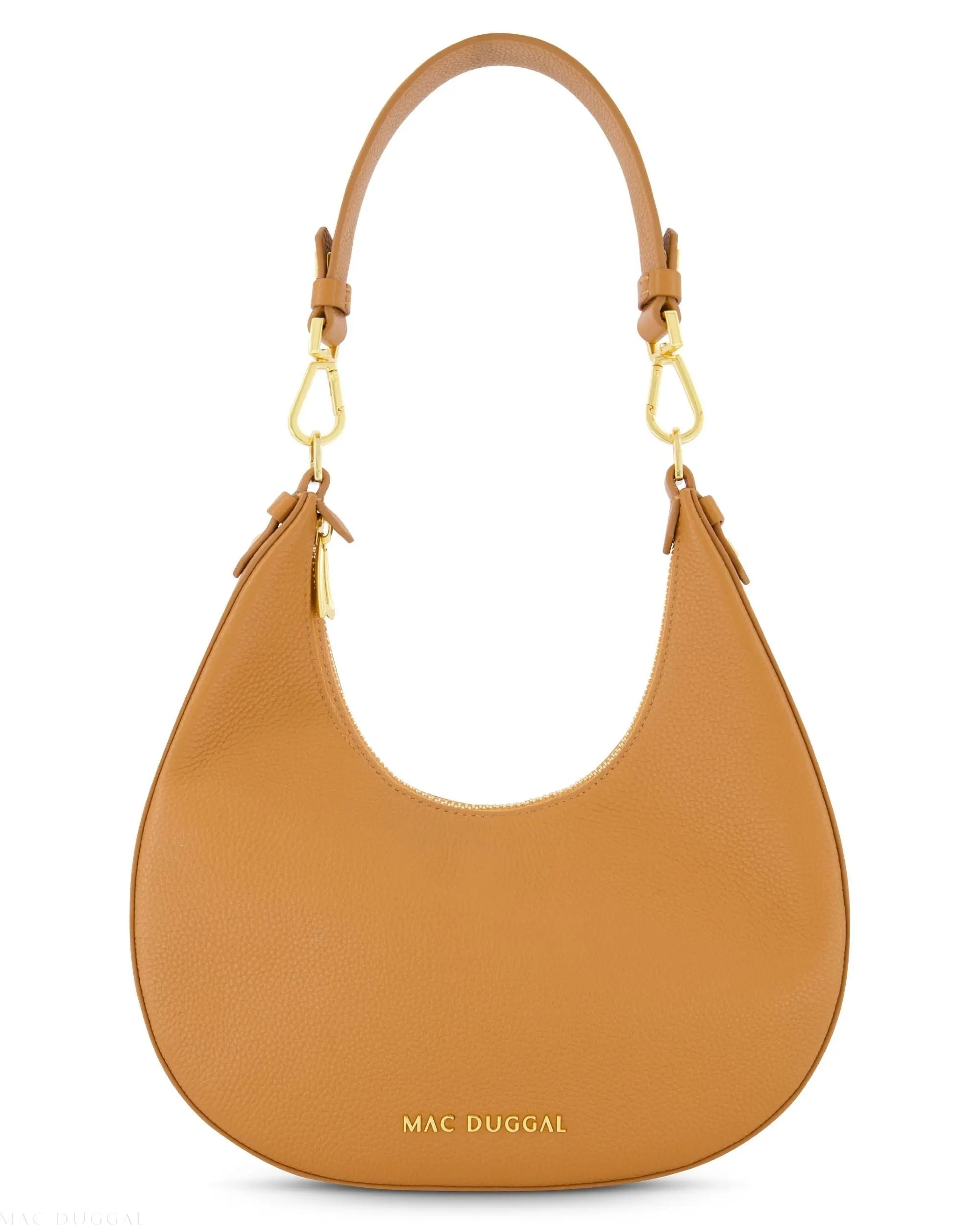 Brown Grain Leather Hobo Bag With Gold Hardware - FINAL SALE