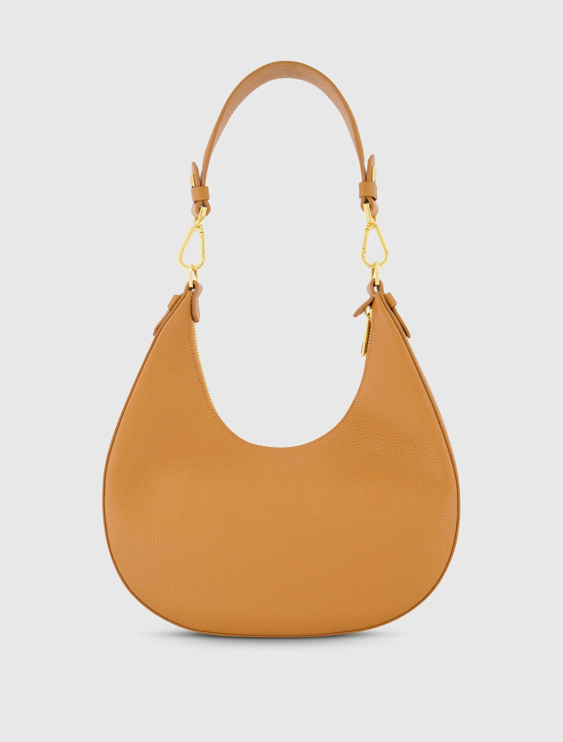 Brown Grain Leather Hobo Bag With Gold Hardware - FINAL SALE