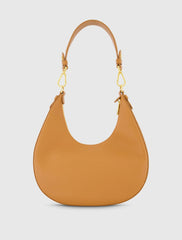 Brown Grain Leather Hobo Bag With Gold Hardware - FINAL SALE