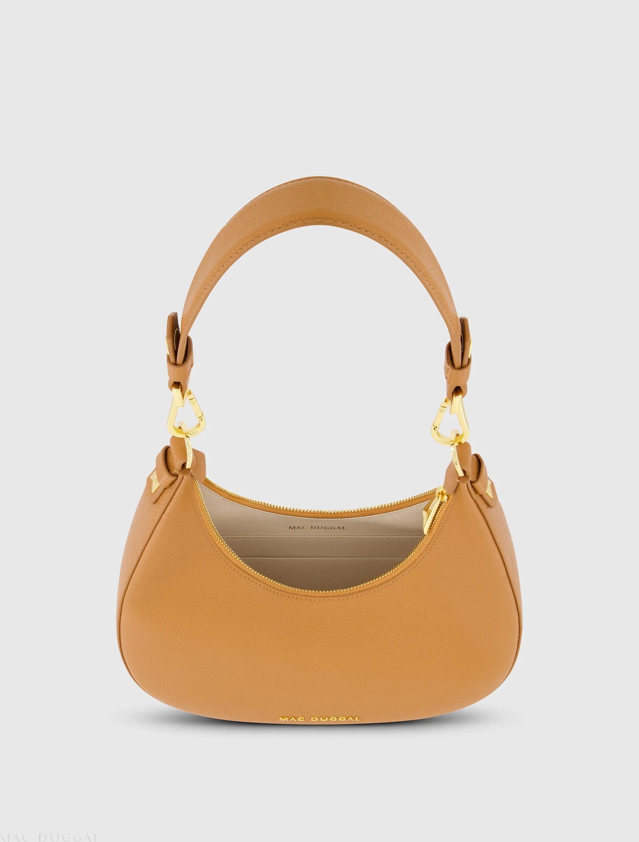 Brown Grain Leather Hobo Bag With Gold Hardware - FINAL SALE