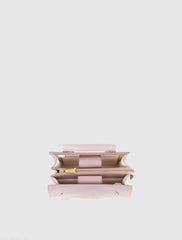 Purple Small Leather Tote Bag With Gold Hardware