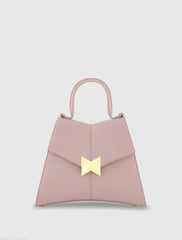 Purple Medium Angular Leather Handbag With Gold Hardware