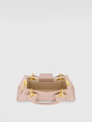 Pink Angular Quilted Napa Leather Handbag