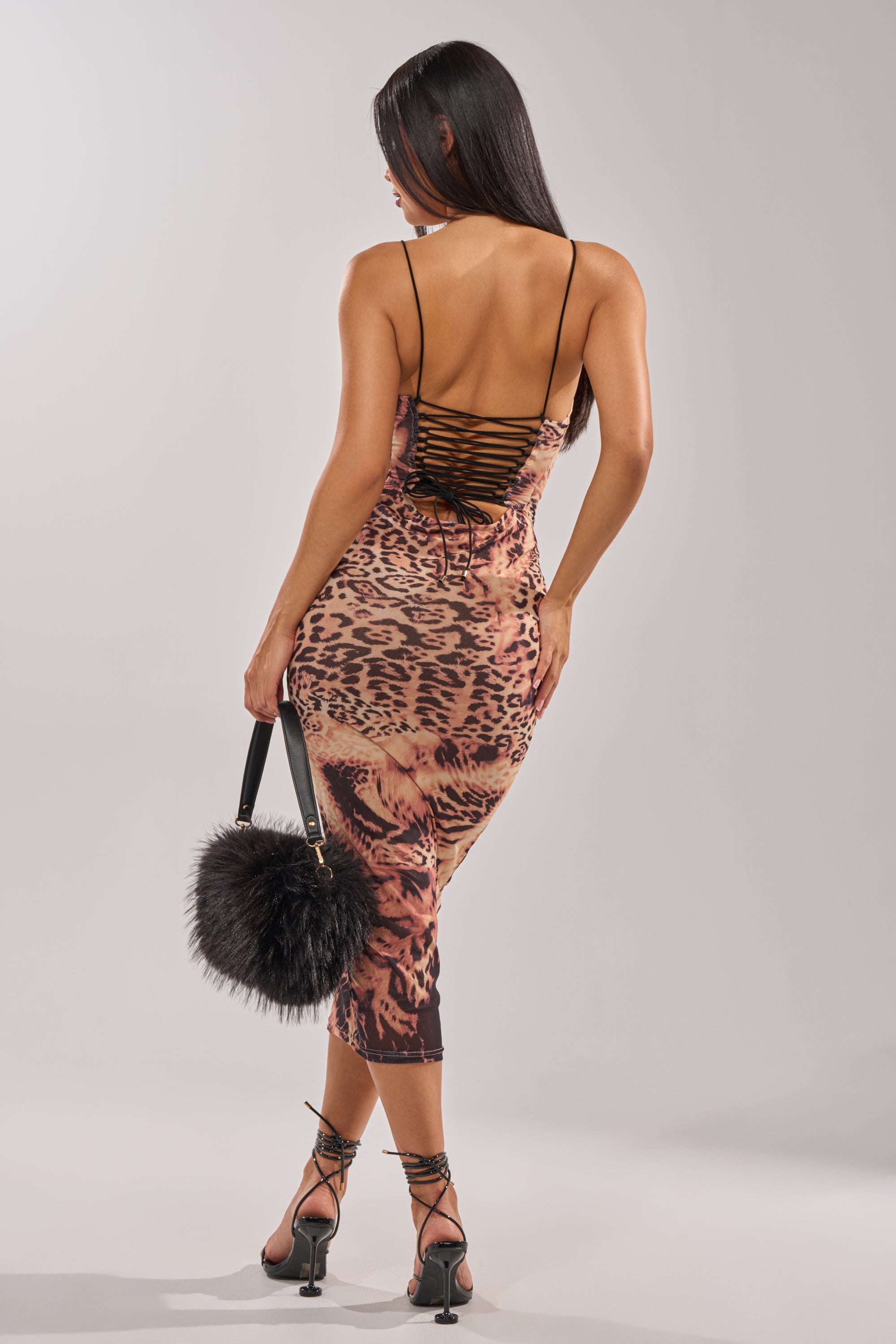 CLAWS OUT LEOPARD MIDI SLIP DRESS
