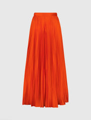 Orange Pleated Charmeuse Wide Leg Pants