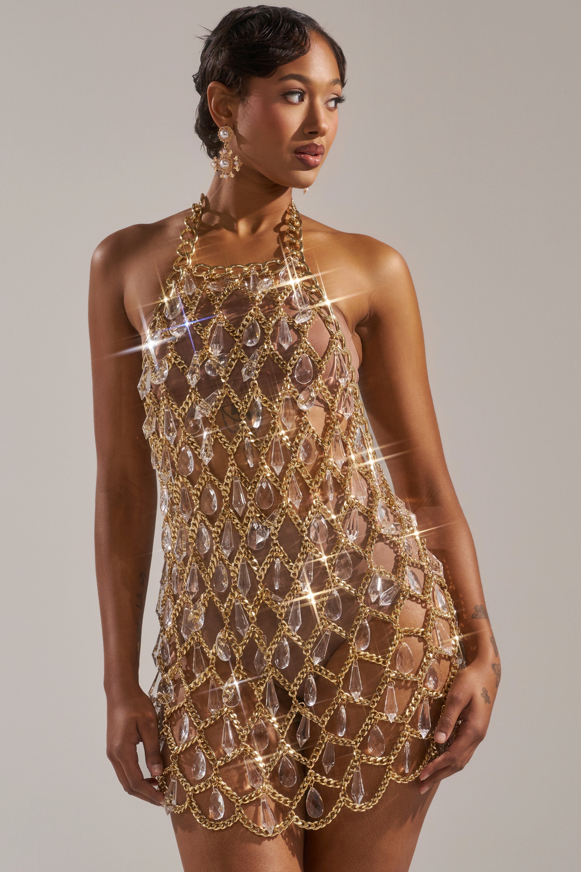 OH HOT DAMN RHINESTONE MINI DRESS