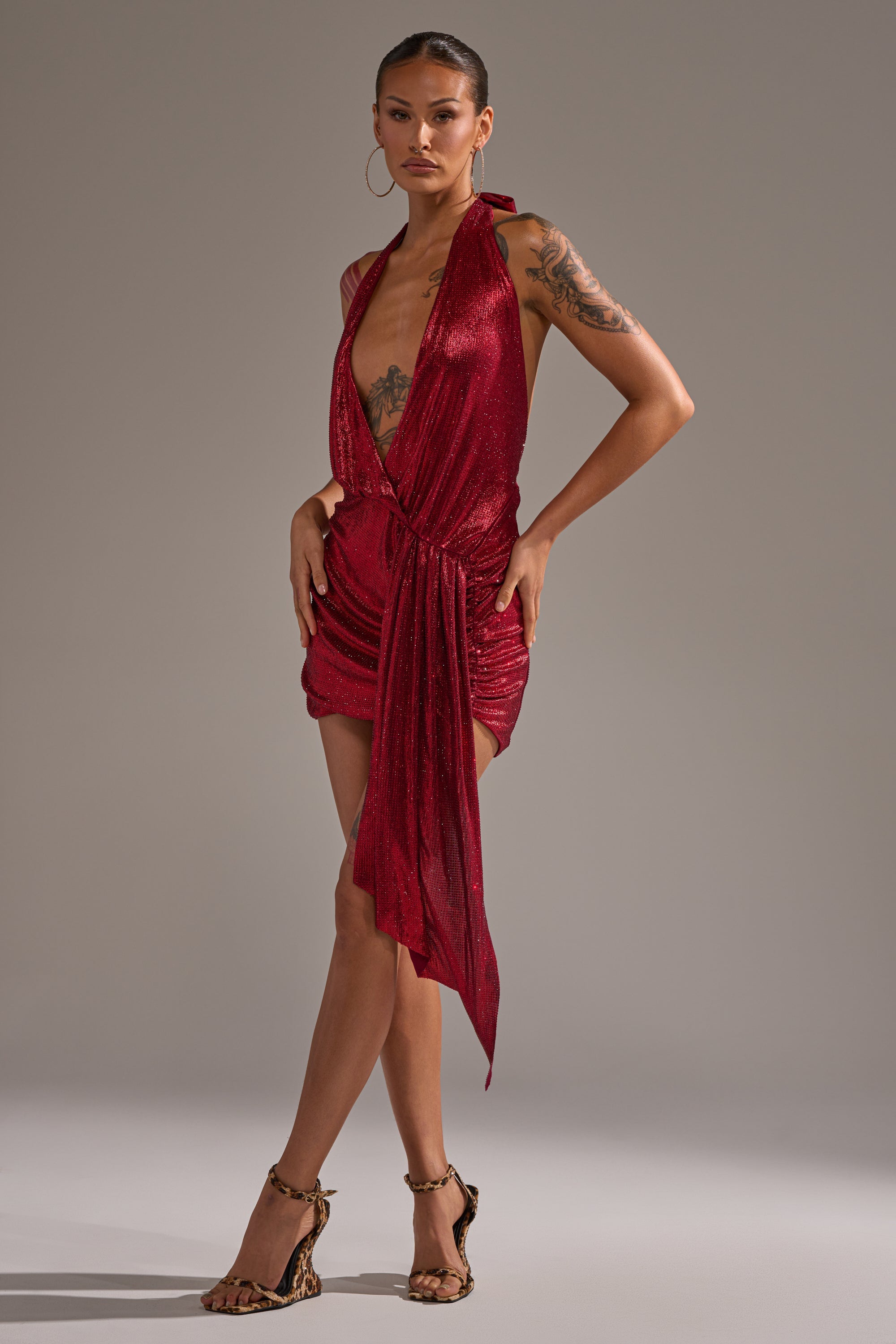 DREAM GIRL RHINESTONE DRESS IN RED
