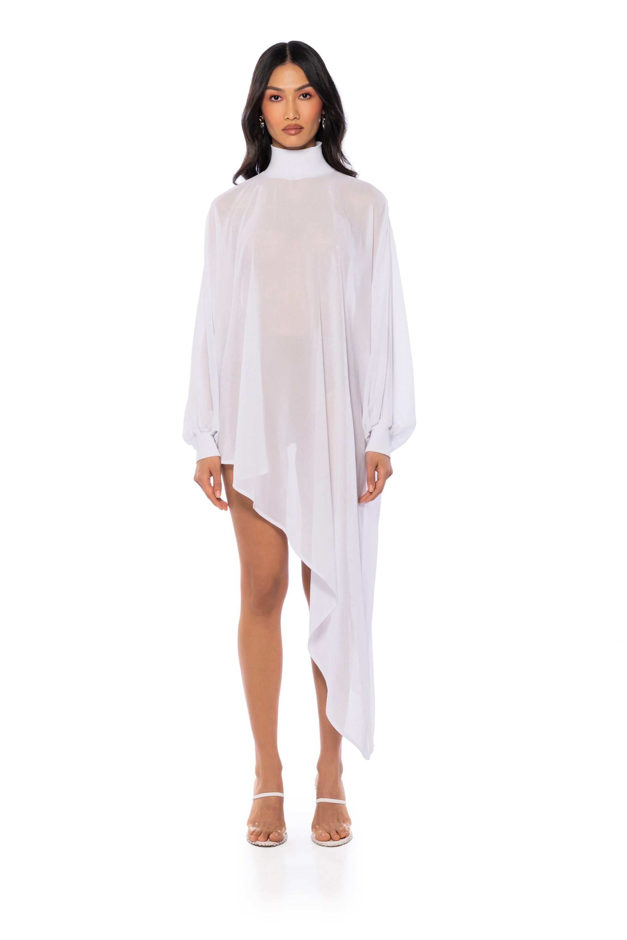 JUNE ASYMMETRICAL MIDI DRESS IN WHITE
