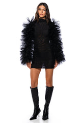 KARMA TULLE SLEEVE MESH MINI DRESS