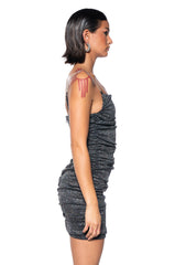 MAKE A WISH SHIMMER RUCHED MINI DRESS